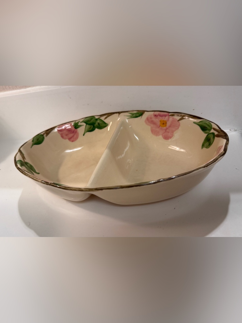 Vintage Franciscan desert rose divided serving dish bowl